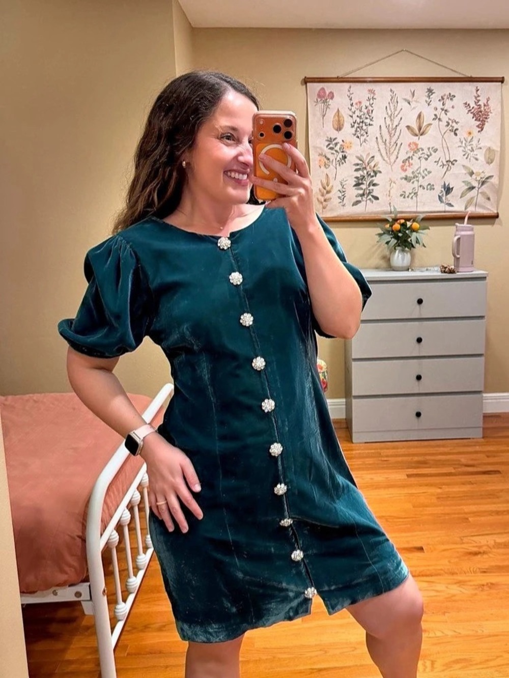J.Crew Collection Velvet Jeweled Mini Dress Green Size 12 Like New